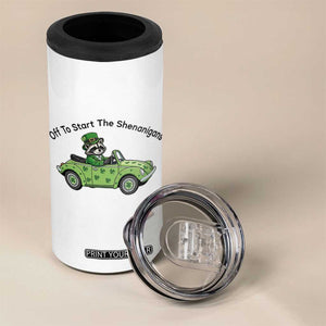 Off To Start The Shenanigans 4 in 1 Can Cooler Tumbler Funny Irish Raccoon TS12 Print Your Wear