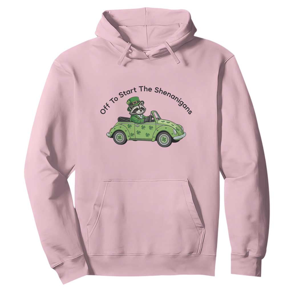 Off To Start The Shenanigans Hoodie Funny Irish Raccoon TS12 Light Pink Print Your Wear