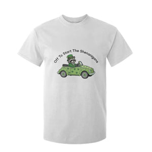Off To Start The Shenanigans T Shirt For Kid Funny Irish Raccoon TS12 White Print Your Wear