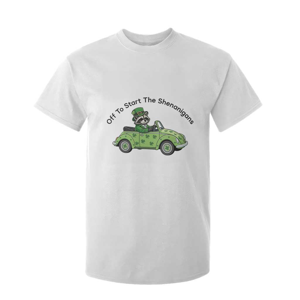 Off To Start The Shenanigans T Shirt For Kid Funny Irish Raccoon TS12 White Print Your Wear