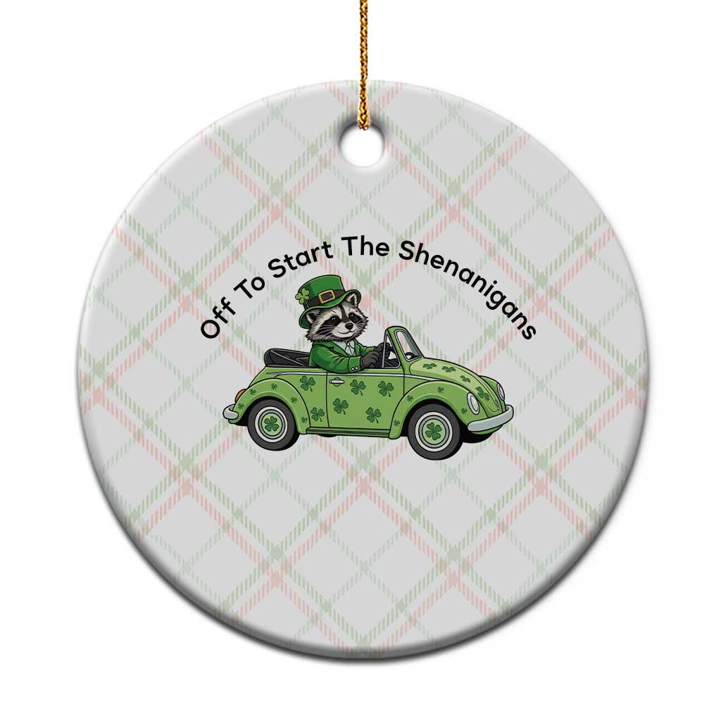Off To Start The Shenanigans Ceramic Ornament Funny Irish Raccoon TS12 1pc Christmas Plaid Print Your Wear