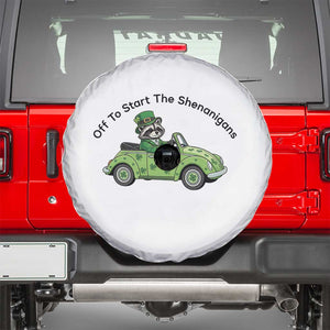 Off To Start The Shenanigans Spare Tire Cover Funny Irish Raccoon TS12 White Print Your Wear