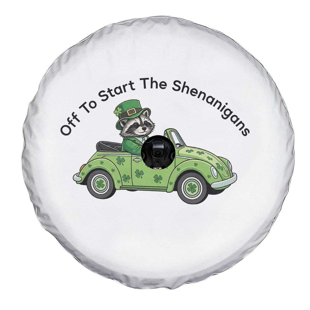 Off To Start The Shenanigans Spare Tire Cover Funny Irish Raccoon TS12 Print Your Wear