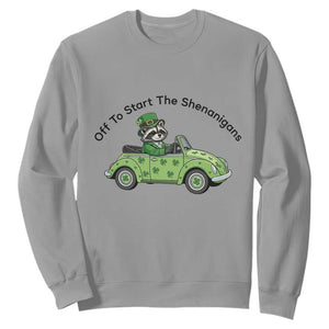 Off To Start The Shenanigans Sweatshirt Funny Irish Raccoon TS12 Sport Gray Print Your Wear