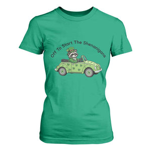 Off To Start The Shenanigans T Shirt For Women Funny Irish Raccoon TS12 Irish Green Print Your Wear