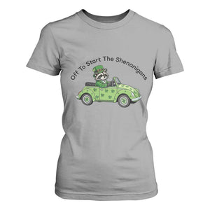 Off To Start The Shenanigans T Shirt For Women Funny Irish Raccoon TS12 Sport Gray Print Your Wear