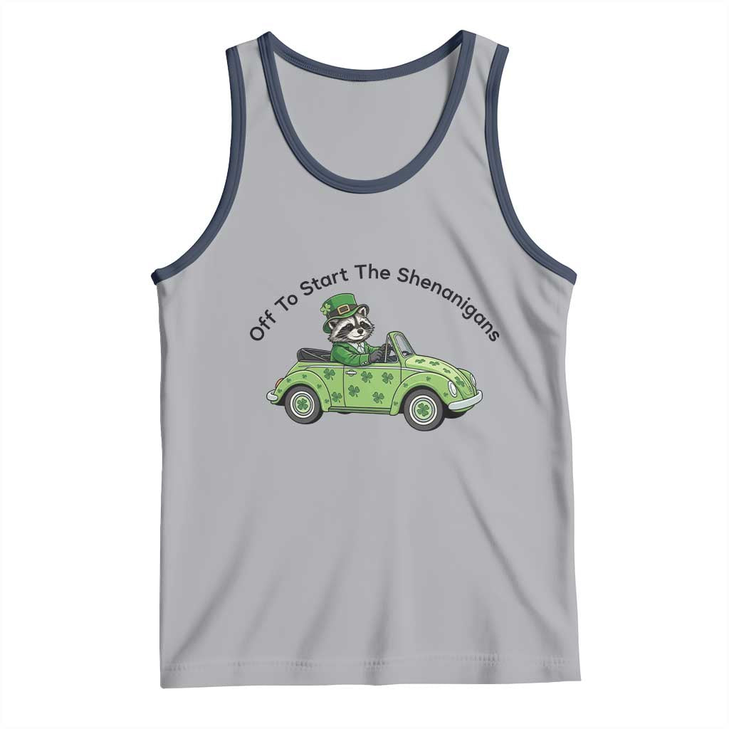 Off To Start The Shenanigans Tank Top Funny Irish Raccoon TS12 Athletic Heather Navy Print Your Wear