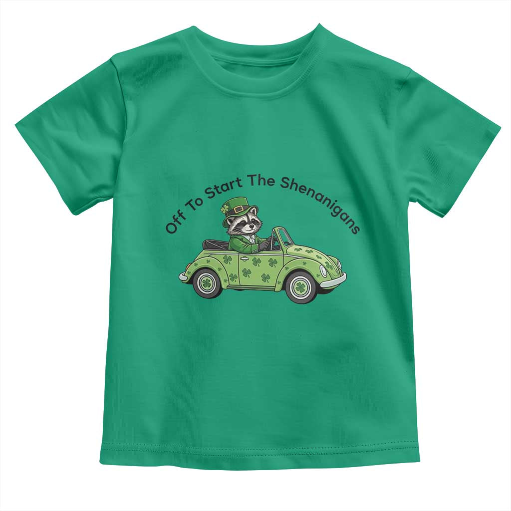 Off To Start The Shenanigans Toddler T Shirt Funny Irish Raccoon TS12 Irish Green Print Your Wear