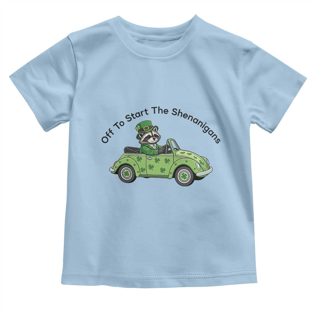 Off To Start The Shenanigans Toddler T Shirt Funny Irish Raccoon TS12 Light Blue Print Your Wear