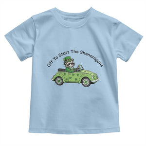 Off To Start The Shenanigans Toddler T Shirt Funny Irish Raccoon TS12 Light Blue Print Your Wear