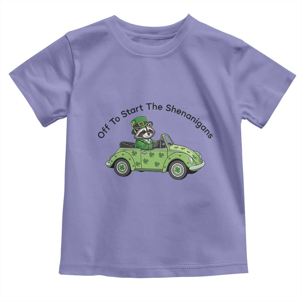 Off To Start The Shenanigans Toddler T Shirt Funny Irish Raccoon TS12 Violet Print Your Wear