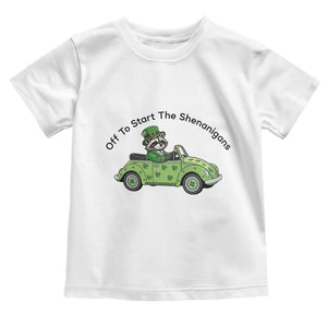 Off To Start The Shenanigans Toddler T Shirt Funny Irish Raccoon TS12 White Print Your Wear