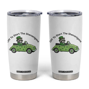 Off To Start The Shenanigans Tumbler Cup Funny Irish Raccoon TS12 White Print Your Wear