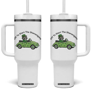 Off To Start The Shenanigans Tumbler With Handle Funny Irish Raccoon TS12 One Size: 40 oz White Print Your Wear