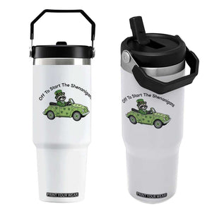 Off To Start The Shenanigans Flip Straw Tumbler Funny Irish Raccoon TS12 One Size: 30 oz White Print Your Wear