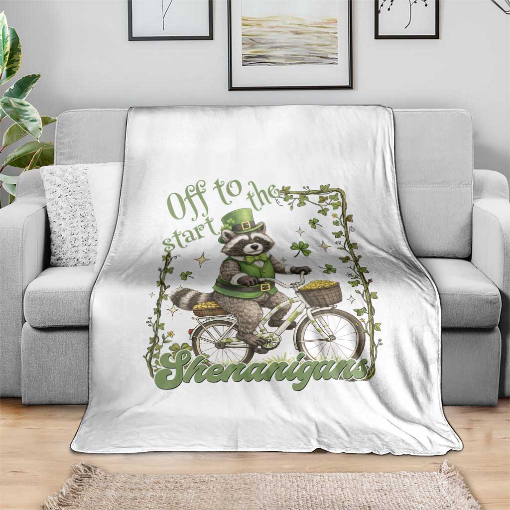 Funny Irish Raccoon Driver Throw Blanket Off To Start The Shenanigans TS12 Print Your Wear