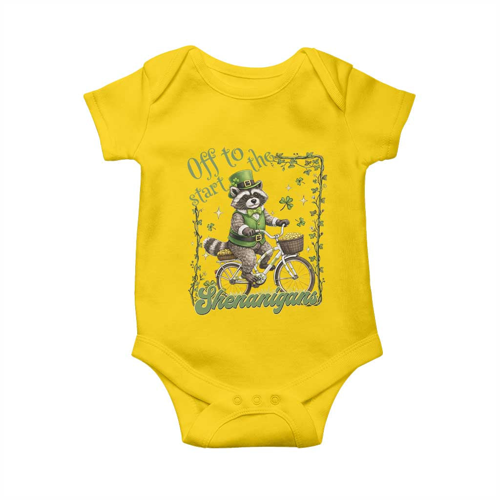 Funny Irish Raccoon Driver Baby Onesie Off To Start The Shenanigans TS12 Daisy Print Your Wear
