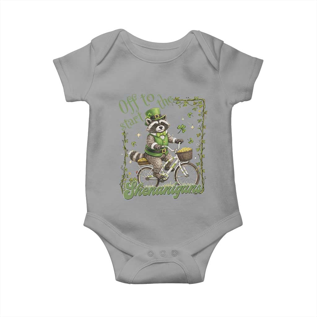 Funny Irish Raccoon Driver Baby Onesie Off To Start The Shenanigans TS12 Sport Gray Print Your Wear