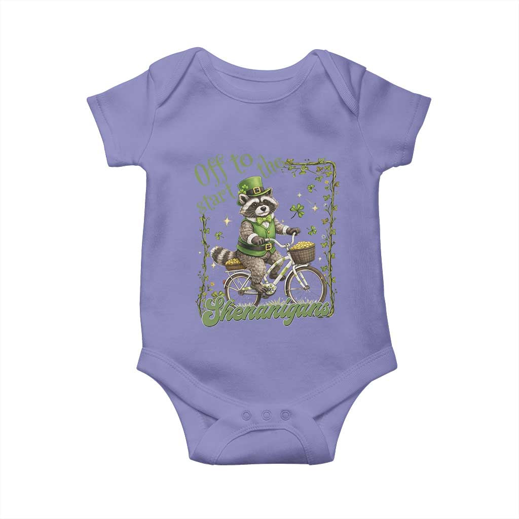 Funny Irish Raccoon Driver Baby Onesie Off To Start The Shenanigans TS12 Violet Print Your Wear