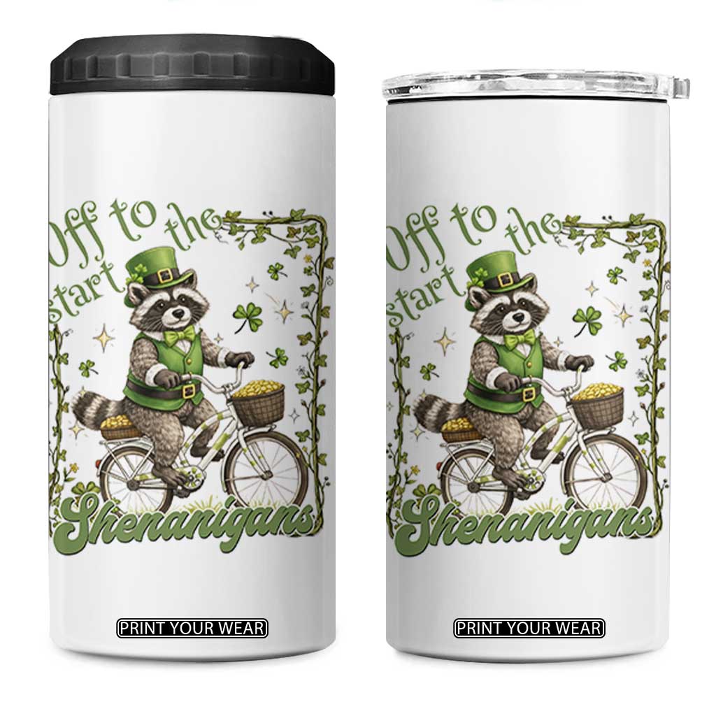 Funny Irish Raccoon Driver 4 in 1 Can Cooler Tumbler Off To Start The Shenanigans TS12 One Size: 16 oz White Print Your Wear
