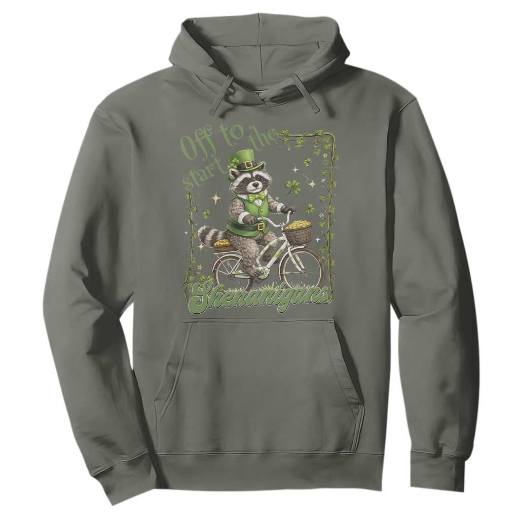 Funny Irish Raccoon Driver Hoodie Off To Start The Shenanigans TS12 Military Green Print Your Wear