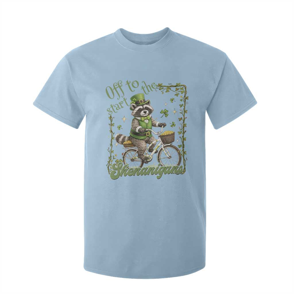 Funny Irish Raccoon Driver T Shirt For Kid Off To Start The Shenanigans TS12 Light Blue Print Your Wear
