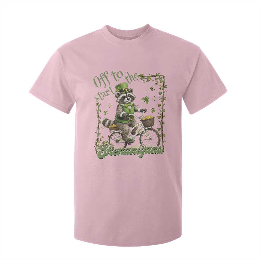 Funny Irish Raccoon Driver T Shirt For Kid Off To Start The Shenanigans TS12 Light Pink Print Your Wear