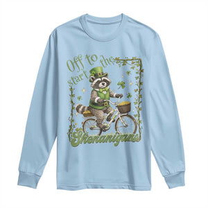 Funny Irish Raccoon Driver Long Sleeve Shirt Off To Start The Shenanigans TS12 Light Blue Print Your Wear