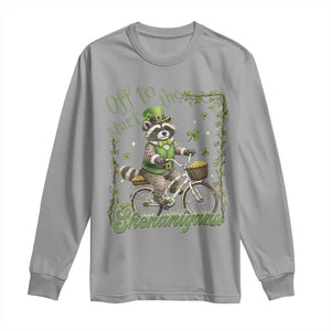 Funny Irish Raccoon Driver Long Sleeve Shirt Off To Start The Shenanigans TS12 Sport Gray Print Your Wear