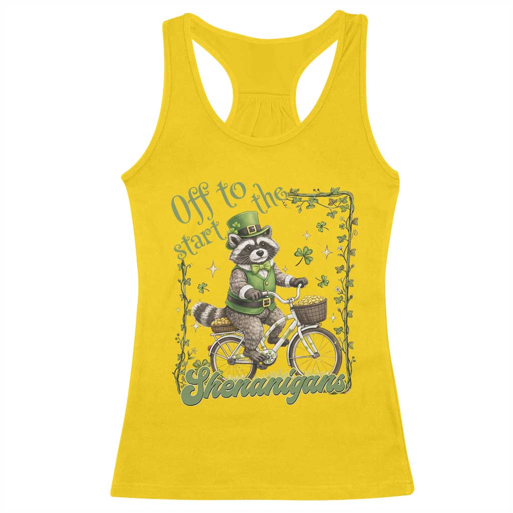 Funny Irish Raccoon Driver Racerback Tank Top Off To Start The Shenanigans TS12 Daisy Print Your Wear