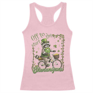 Funny Irish Raccoon Driver Racerback Tank Top Off To Start The Shenanigans TS12 Light Pink Print Your Wear