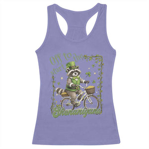 Funny Irish Raccoon Driver Racerback Tank Top Off To Start The Shenanigans TS12 Violet Print Your Wear