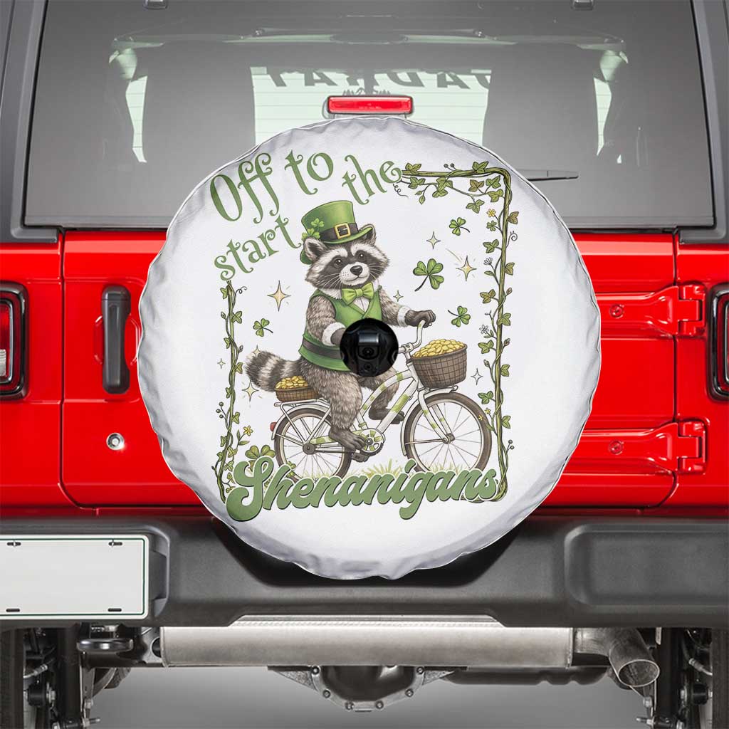 Funny Irish Raccoon Driver Spare Tire Cover Off To Start The Shenanigans TS12 White Print Your Wear