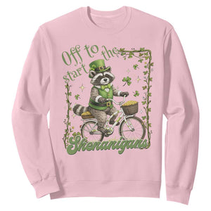 Funny Irish Raccoon Driver Sweatshirt Off To Start The Shenanigans TS12 Light Pink Print Your Wear