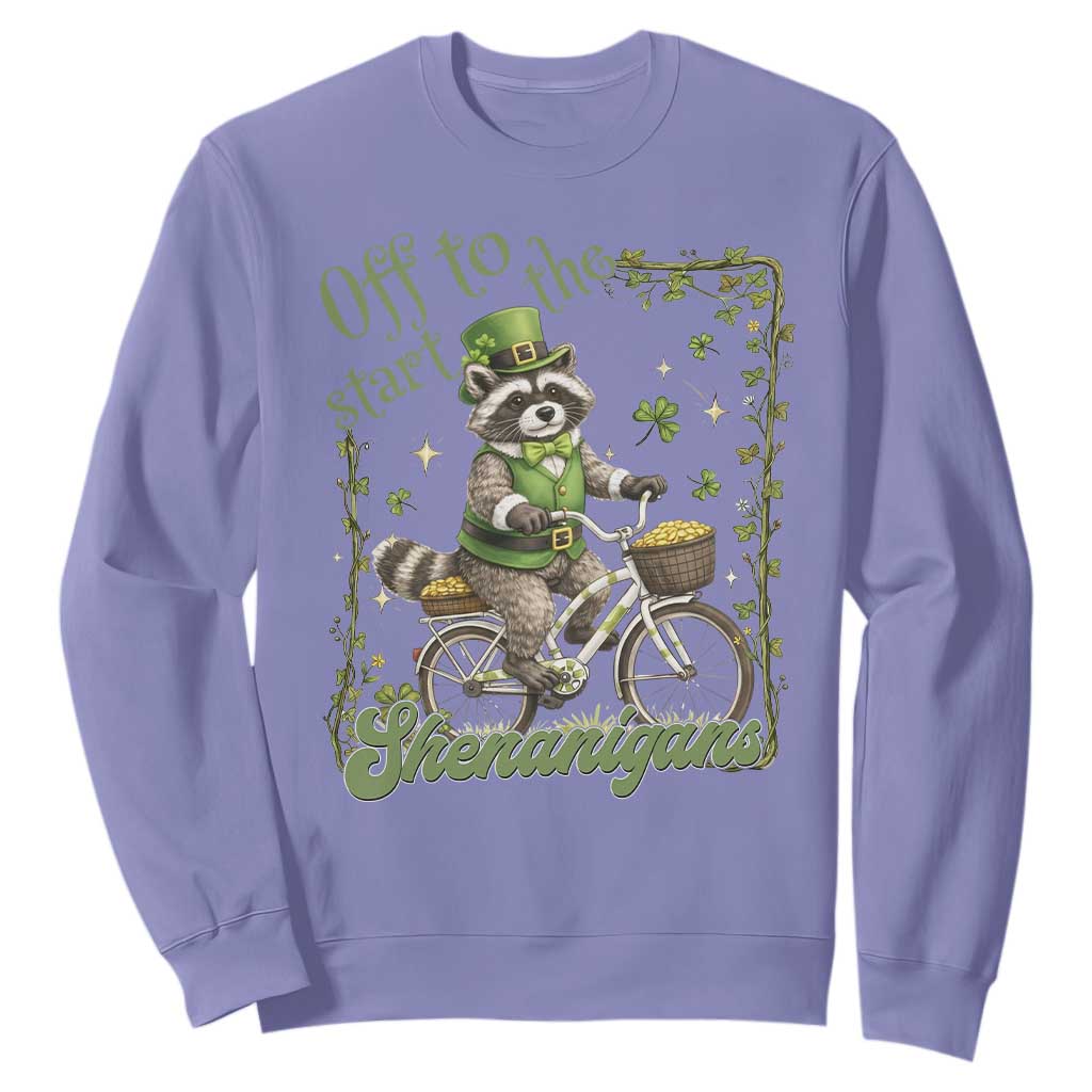 Funny Irish Raccoon Driver Sweatshirt Off To Start The Shenanigans TS12 Violet Print Your Wear