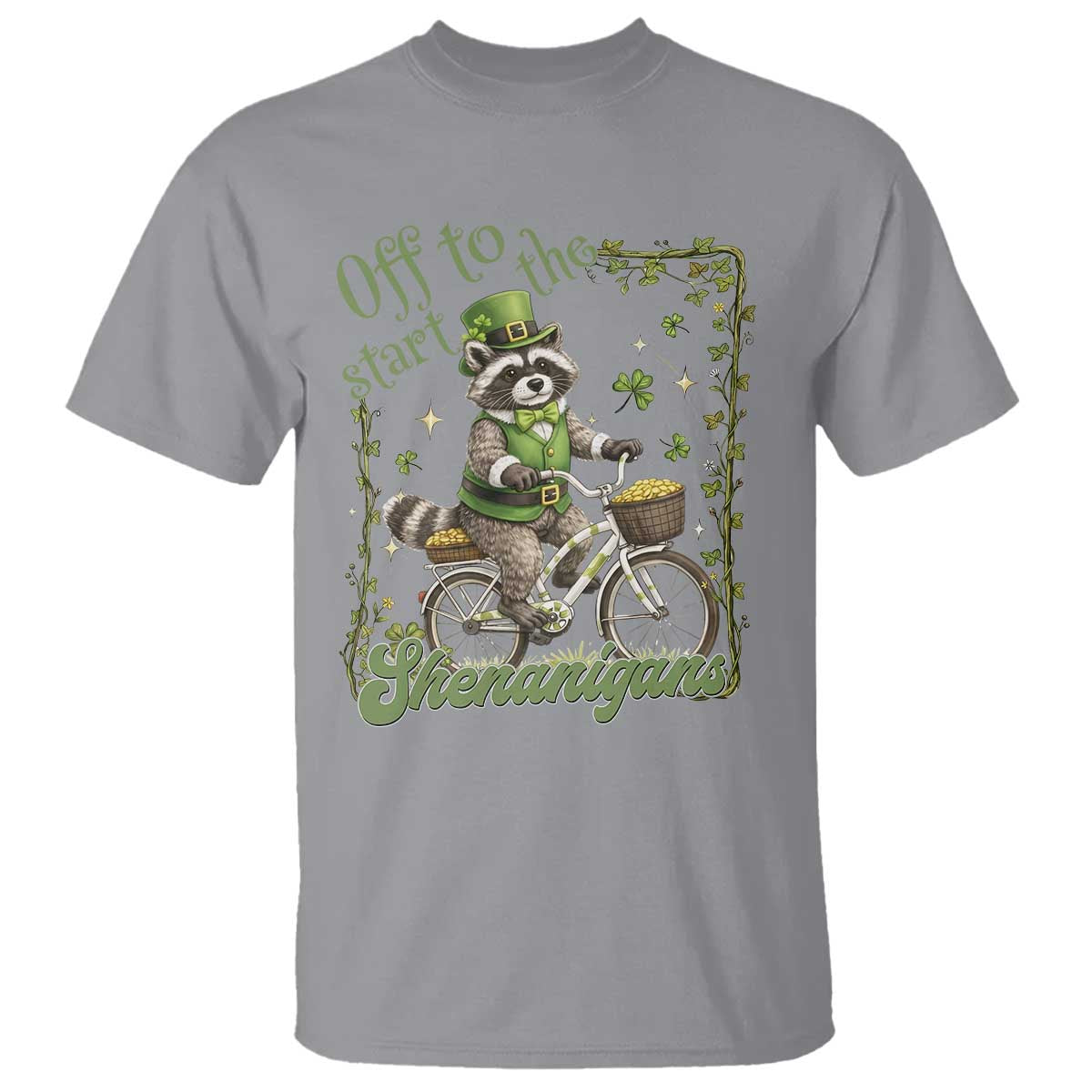 Funny Irish Raccoon Driver T Shirt Off To Start The Shenanigans TS12 Sport Gray Print Your Wear