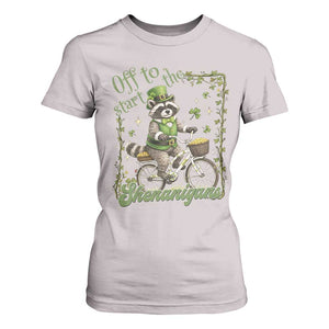Funny Irish Raccoon Driver T Shirt For Women Off To Start The Shenanigans TS12 Ice Gray Print Your Wear