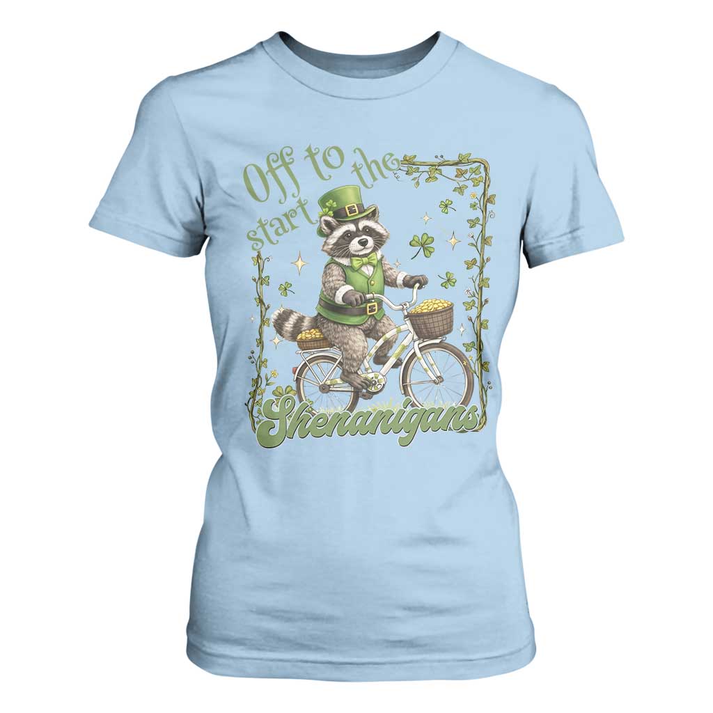 Funny Irish Raccoon Driver T Shirt For Women Off To Start The Shenanigans TS12 Light Blue Print Your Wear