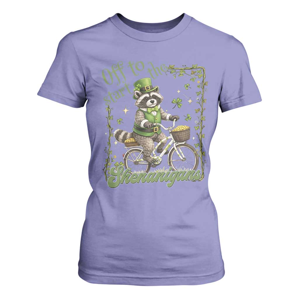 Funny Irish Raccoon Driver T Shirt For Women Off To Start The Shenanigans TS12 Violet Print Your Wear