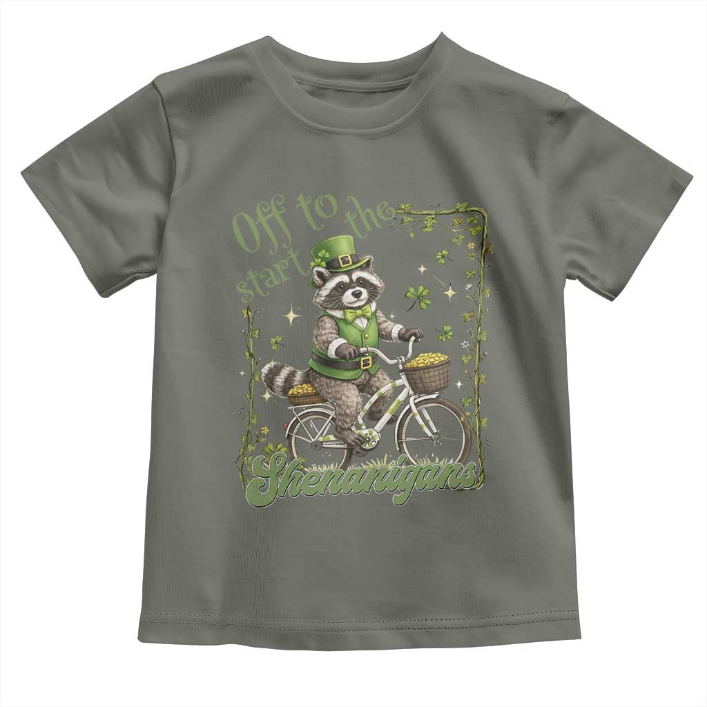 Funny Irish Raccoon Driver Toddler T Shirt Off To Start The Shenanigans TS12 Military Green Print Your Wear