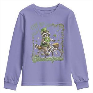 Funny Irish Raccoon Driver Youth Sweatshirt Off To Start The Shenanigans TS12 Violet Print Your Wear
