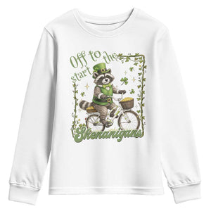 Funny Irish Raccoon Driver Youth Sweatshirt Off To Start The Shenanigans TS12 White Print Your Wear