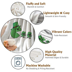 St Patricks Day Retro Gamer Eating Shamrock Lucky Gift Throw Blanket TS12 Print Your Wear