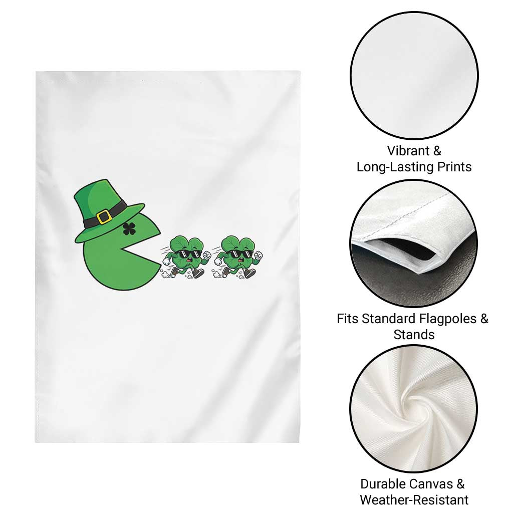 St Patricks Day Retro Gamer Eating Shamrock Lucky Gift Garden Flag TS12 Print Your Wear