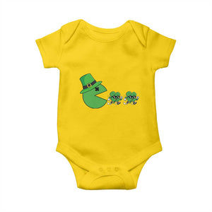 St Patricks Day Retro Gamer Eating Shamrock Lucky Gift Baby Onesie TS12 Daisy Print Your Wear