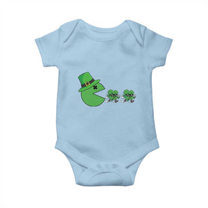 St Patricks Day Retro Gamer Eating Shamrock Lucky Gift Baby Onesie TS12 Light Blue Print Your Wear