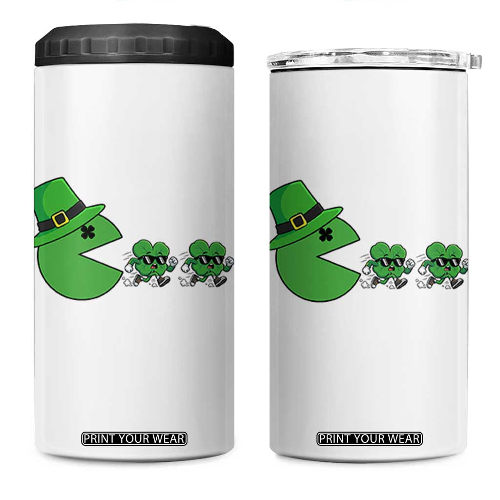 St Patricks Day Retro Gamer Eating Shamrock Lucky Gift 4 in 1 Can Cooler Tumbler TS12 One Size: 16 oz White Print Your Wear