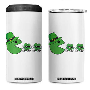St Patricks Day Retro Gamer Eating Shamrock Lucky Gift 4 in 1 Can Cooler Tumbler TS12 One Size: 16 oz White Print Your Wear