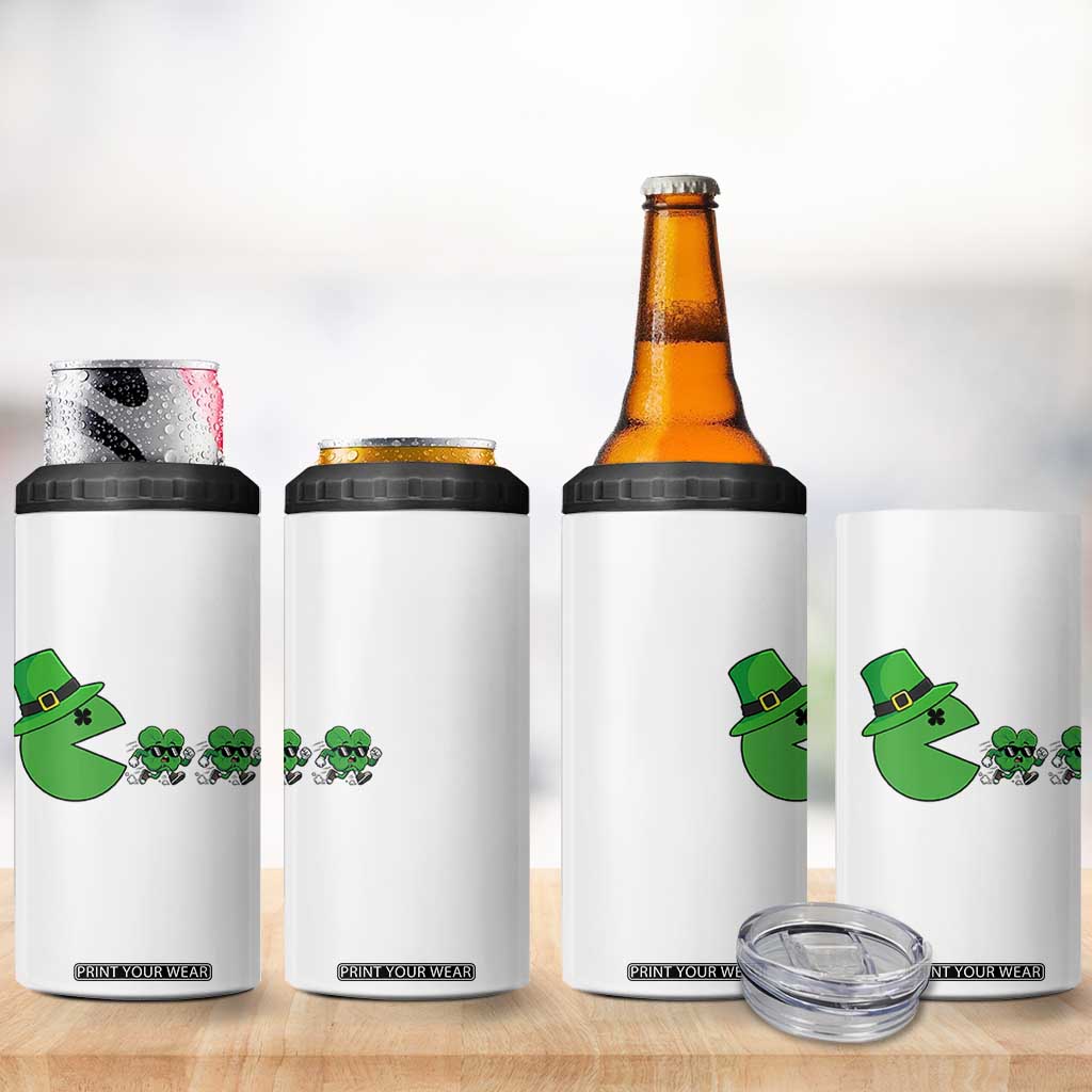 St Patricks Day Retro Gamer Eating Shamrock Lucky Gift 4 in 1 Can Cooler Tumbler TS12 Print Your Wear