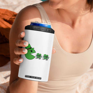 St Patricks Day Retro Gamer Eating Shamrock Lucky Gift 4 in 1 Can Cooler Tumbler TS12 Print Your Wear